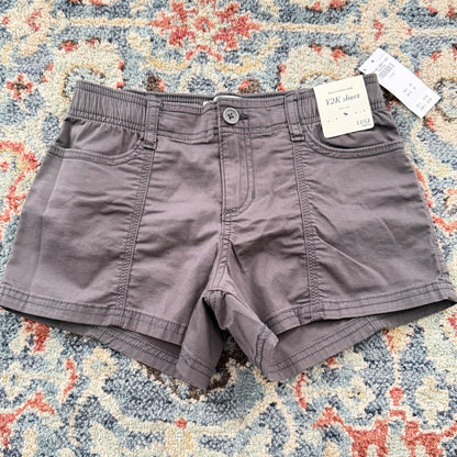 Abercrombie Kids Y2K Short Girls 11/12 Gray Low Rise Adjustable Waist NWT0