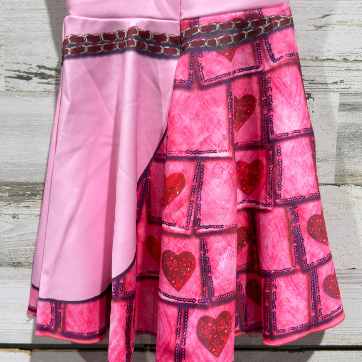 Fuyimei Heart Print Puff Sleeve Dress Girls Size 100 Pink Polyester NWT7