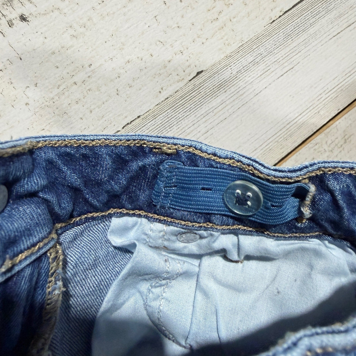 Sugar & Jade Distressed Straight Jeans Girls 8 Blue Cotton Denim Y2K5