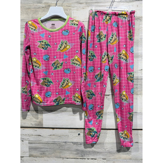 ClimateRight Star Wars Pajama Set Girls Medium Pink Grogu Baby Yoda EUC0