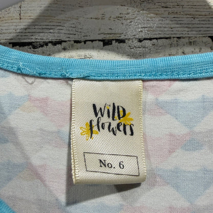 Wildflowers Pencil Tunic Top Girls 6 Blue Pink Geometric Cotton Boutique EUC2