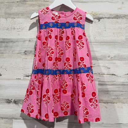 Mud Pie Floral Tiered Dress Girls 3T Pink 100% Cotton Boho EUC0