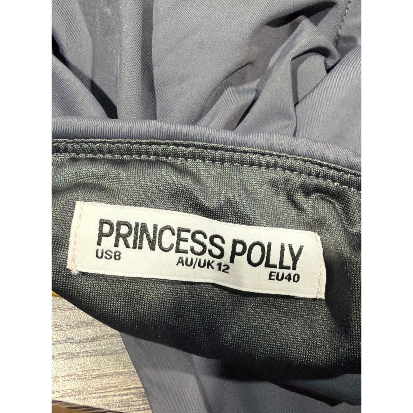 Princess Polly Tube Top Women Size 8 Gray Strapless Fold Over Minimalist EUC2