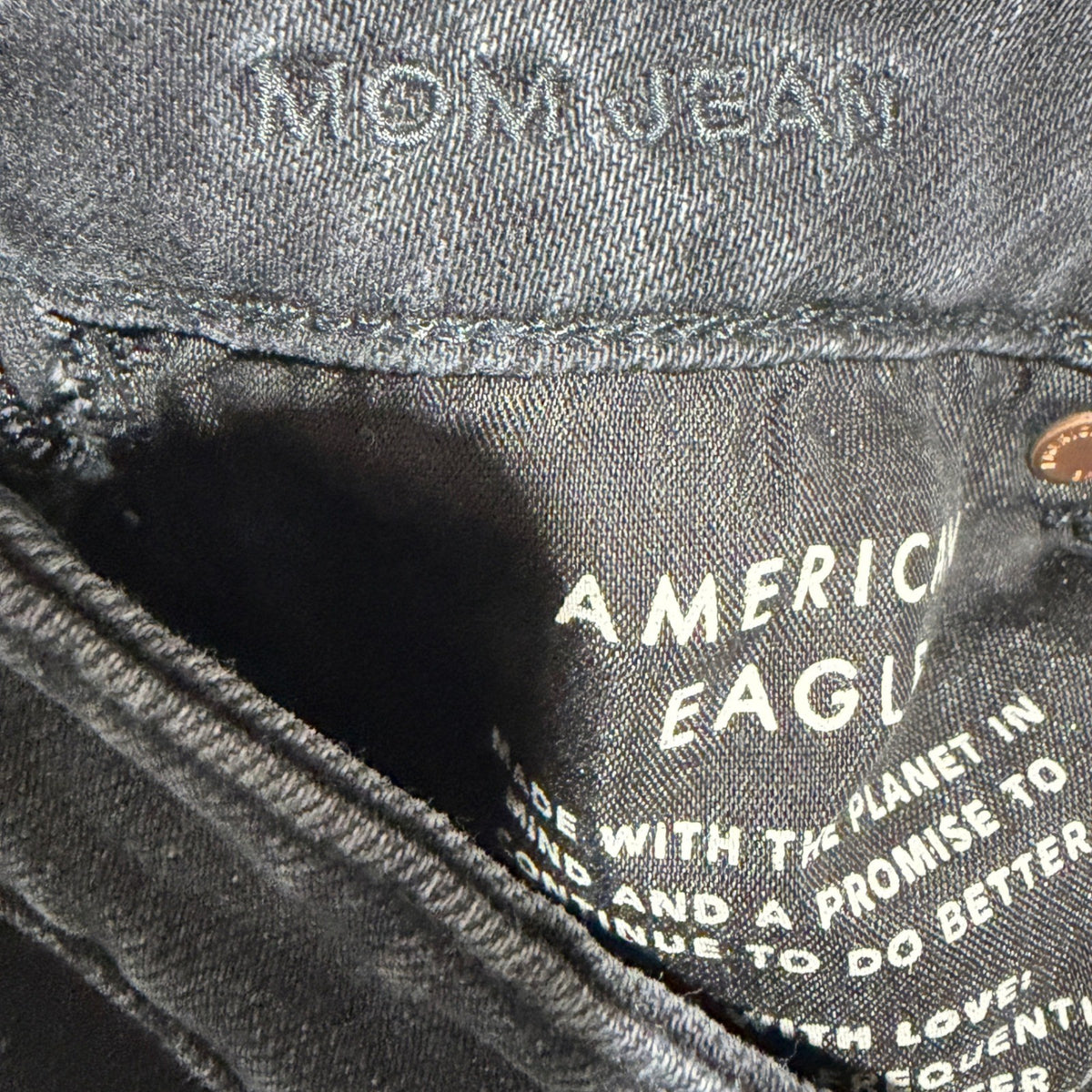 American Eagle Strigid Mom Jean Women 2 Short Black Cotton Distressed EUC5