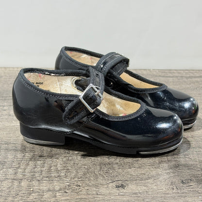 Capezio Tap Shoes Girls 7.5 Toddler Black Patent Mary Jane Tele Tone Dance GUC1