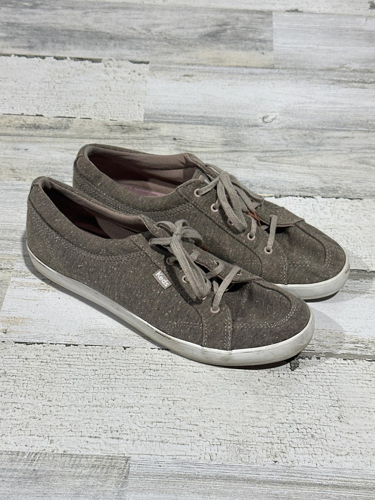 Keds Canvas Low Top Sneakers Women 9 Brown Textured Lace Up GUC0