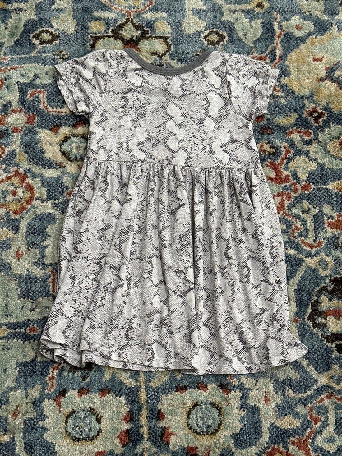 Bestaroo Dress Kids 4T Grey Snakeskin Print Modal Short Sleeve EUC2
