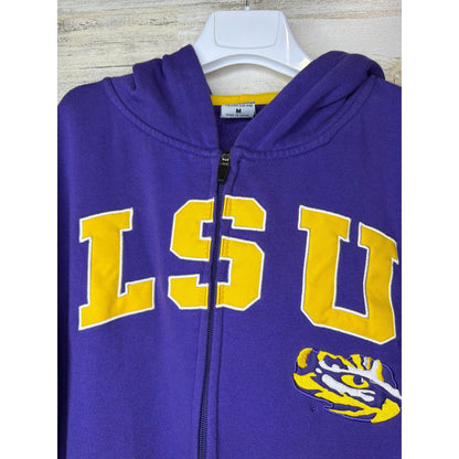 LSU Tigers Full Zip Hoodie Youth Medium 12-14 Purple Embroidered Gameday EUC1