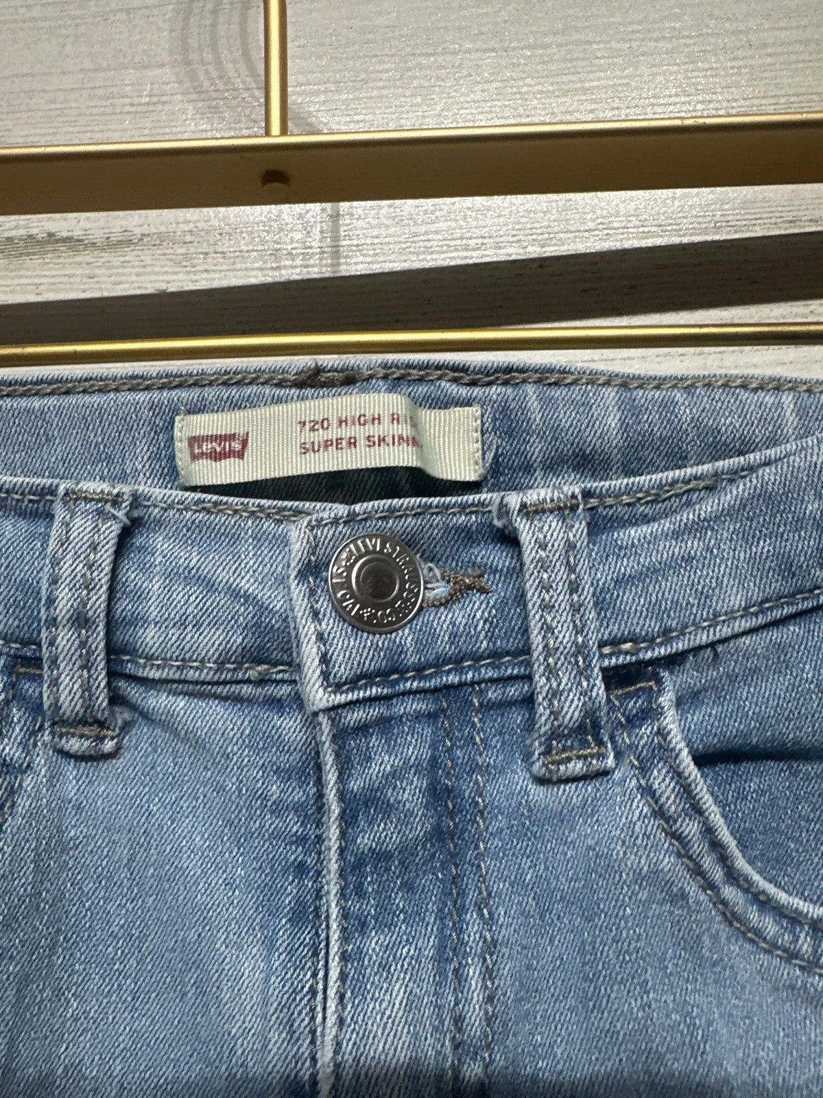 Levi's 720 High Rise Super Skinny Jeans Girls 12 Light Blue Denim EUC1