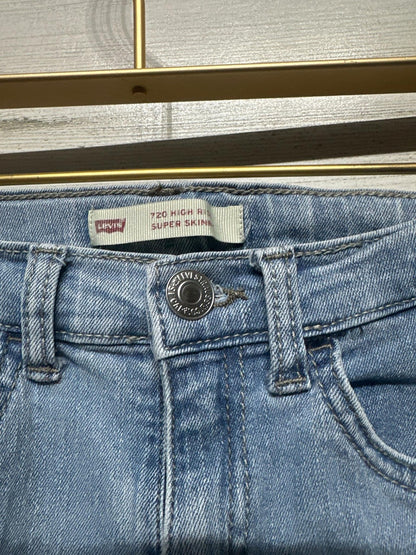 Levi's 720 High Rise Super Skinny Jeans Girls 12 Light Blue Denim EUC1