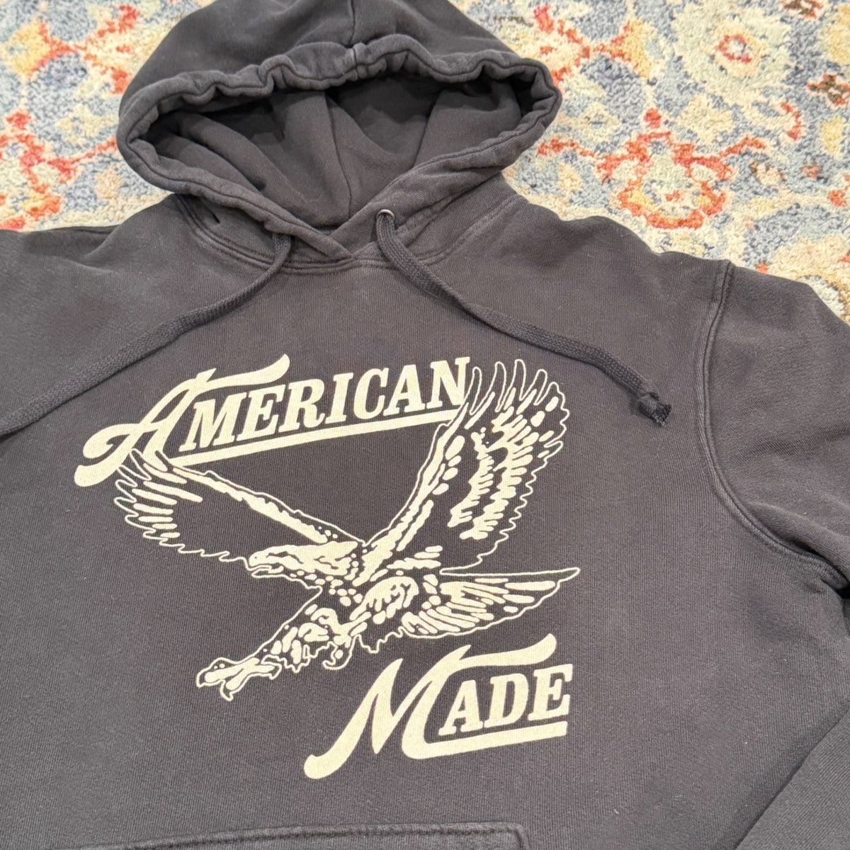 Retro Brand Hoodie Anthropology Adult Small Black American Made Eagle Graphic1