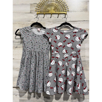 Maddie & Michelle Hello Kitty Girls 7 8 Grey Unicorn Skater Dress Lot EUC0