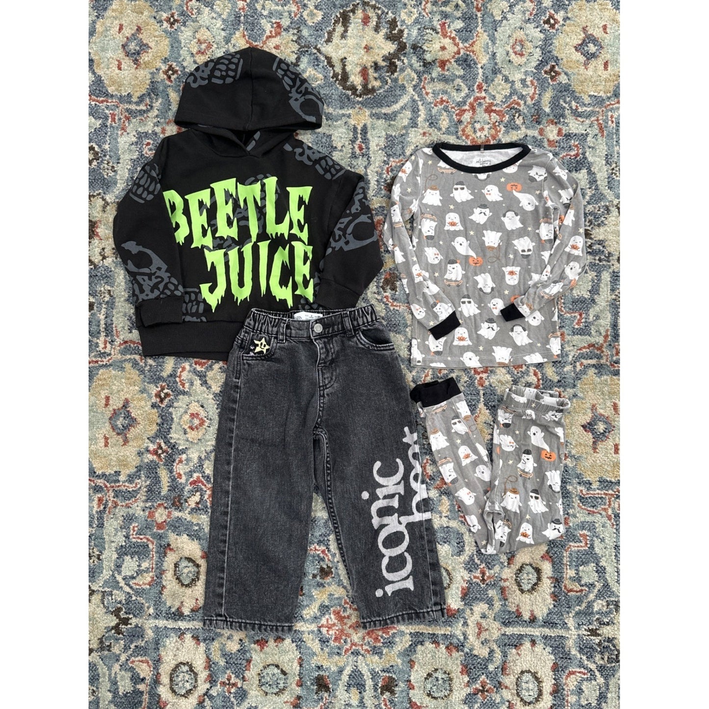 Beetlejuice Zara Milkberry Kids 3T Black Grey Halloween Bundle GUC0