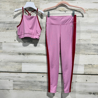 BCG Activewear Set Leggings Sports Bra Girls Size M 8-10 Pink Polyester Sporty0