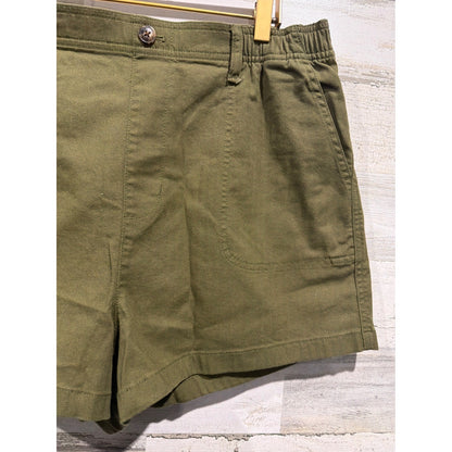 Madewell Camp Shorts Women Large Olive Green High Rise Utility Elastic Back EUC1
