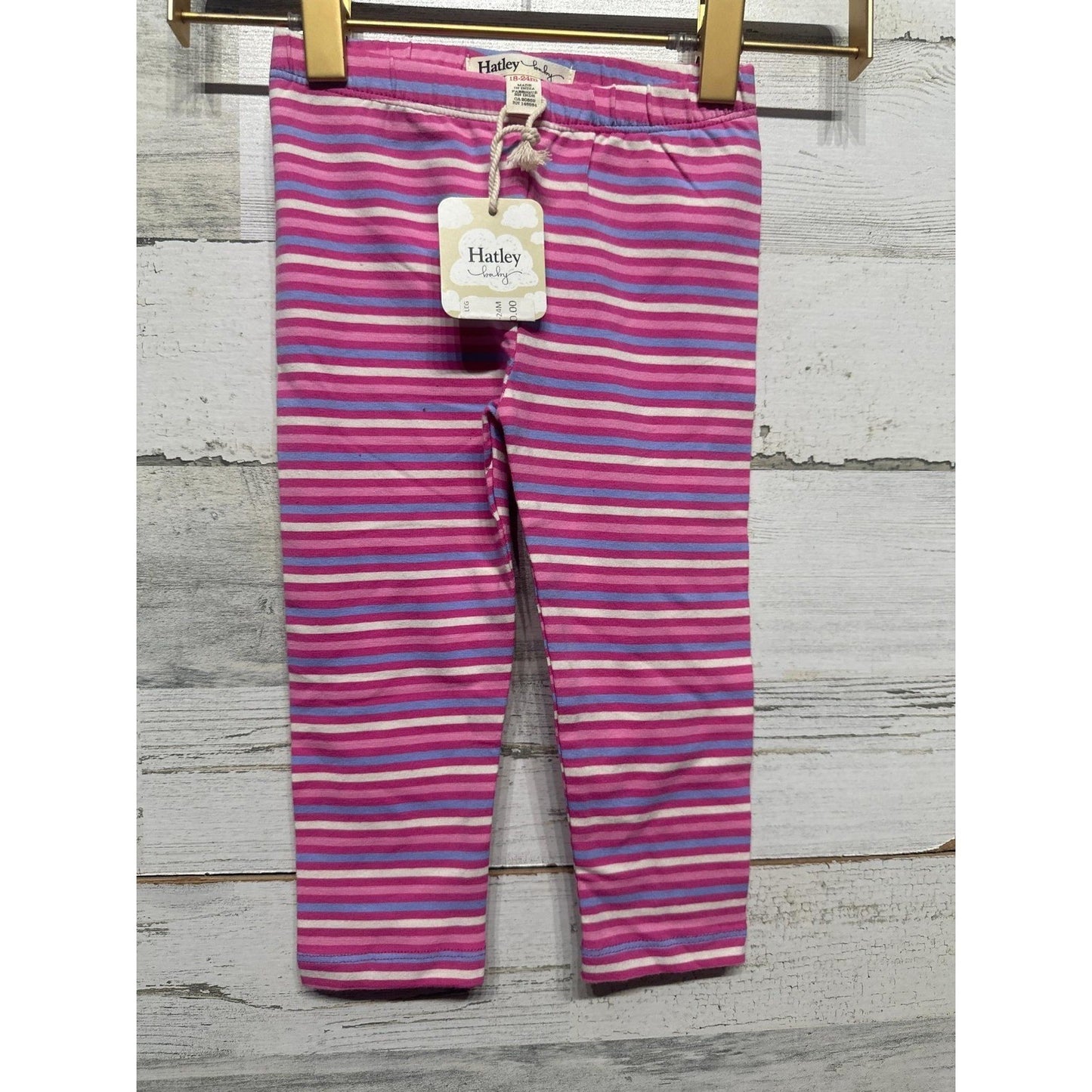 Hatley Striped Leggings Girls 18-24M Pink Blue Cotton Pants NWT0