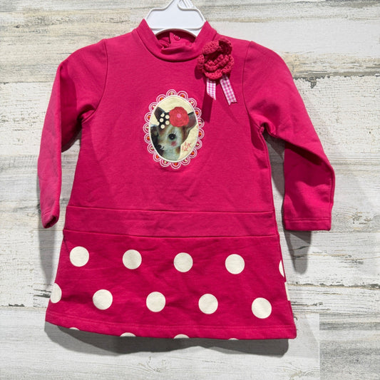 tuc tuc Dress Girls 12M Pink Deer Polka Dot Cottagecore NWT0