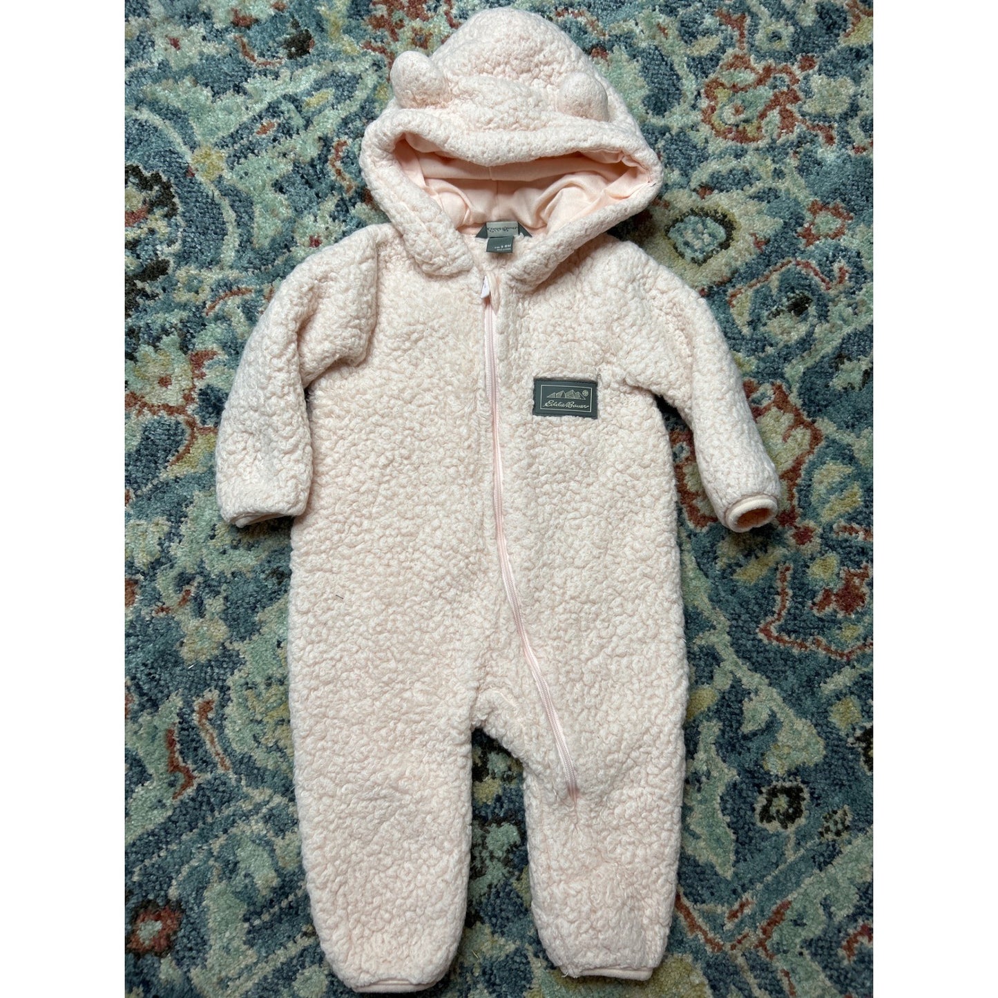 Carter's Eddie Bauer Jacket Sleepers Girls 3-6M Pink Brown Animal Print EUC3