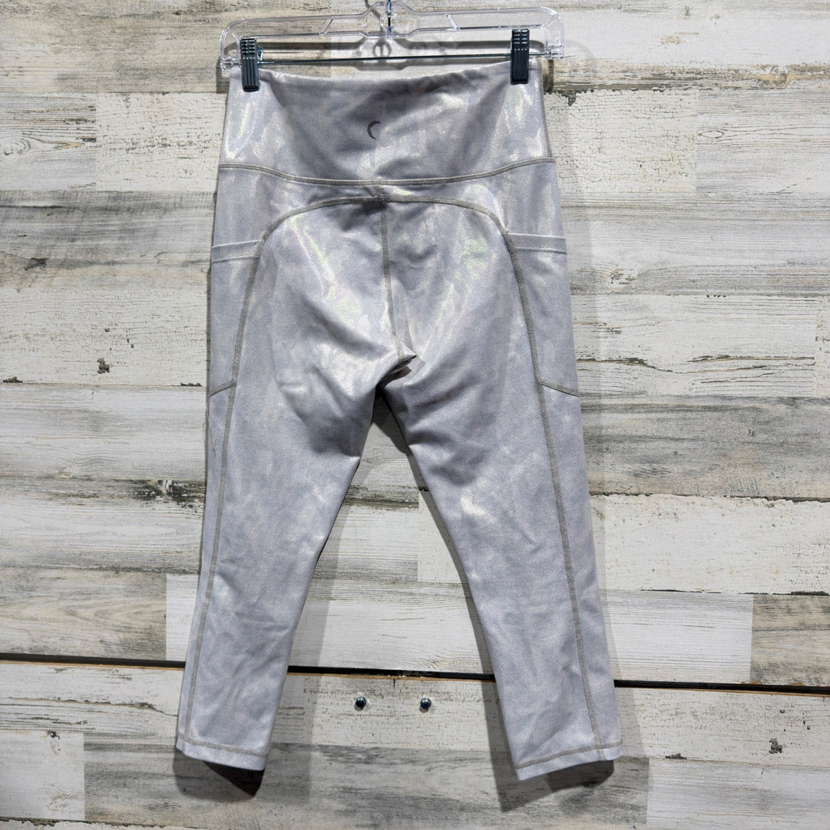 Zyia Active Metallic Iridescent Camo Leggings Women 6-8 Silver Active Modern3