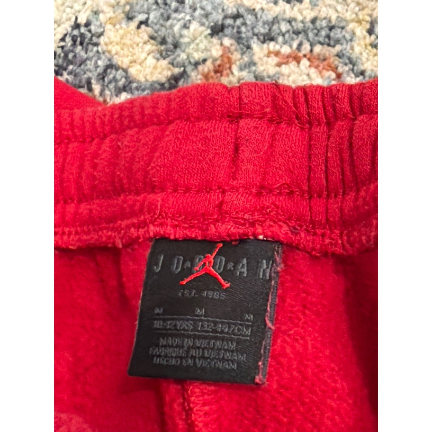 Jordan Sweatpants Boys Medium Red Jumpman Logo Fleece Joggers GUC2