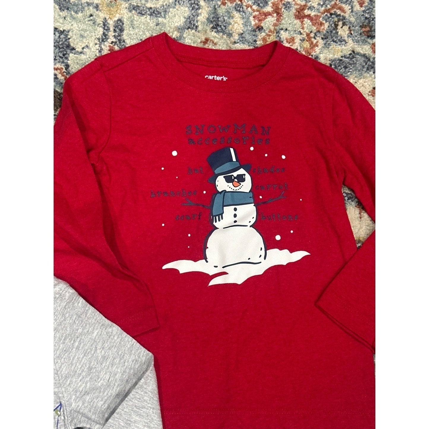 Carter's Grinch Holiday Shirt Bundle Boys 3T Red Gray Navy Christmas3