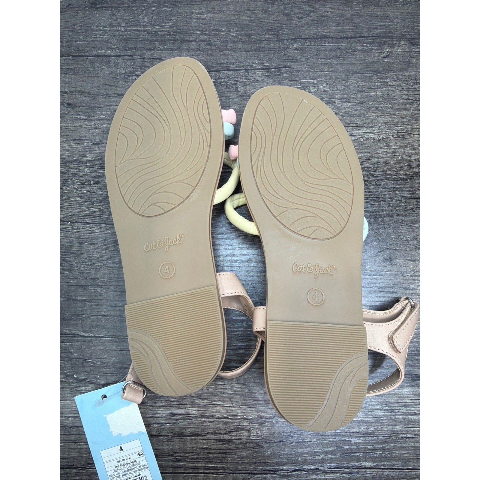 Cat & Jack Anja Sandals Girls 4 Multicolor Pastel Strappy Summer Kidcore NWT4