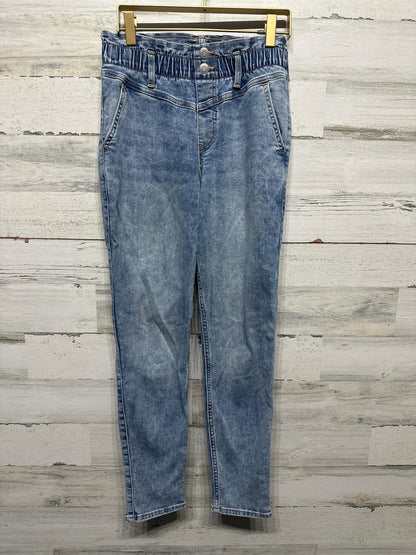Abercrombie Kids High Rise Mini Mom Jeans Girls 13/14 Blue Paperbag Waist EUC0