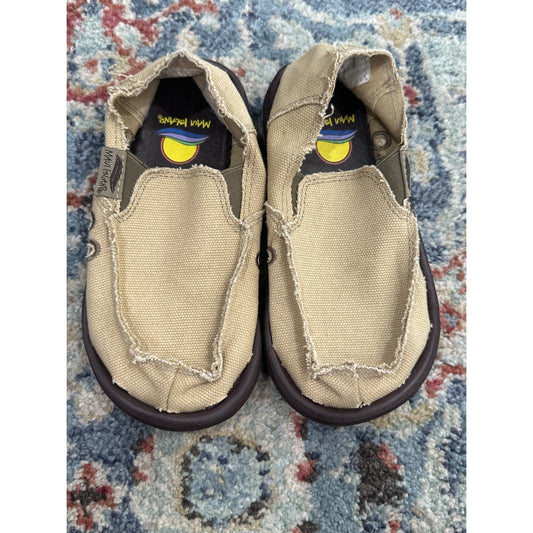 Maui Island Slip On Shoes Boys 12 Tan Canvas Distressed Frayed GUC0