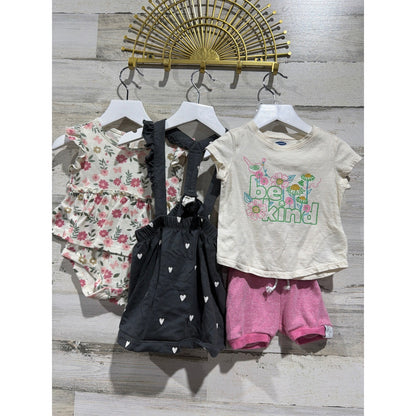 Old Navy H&M Just Lizzie Bundle Girls 12-18M Pink Floral Heart Skirt Romper0