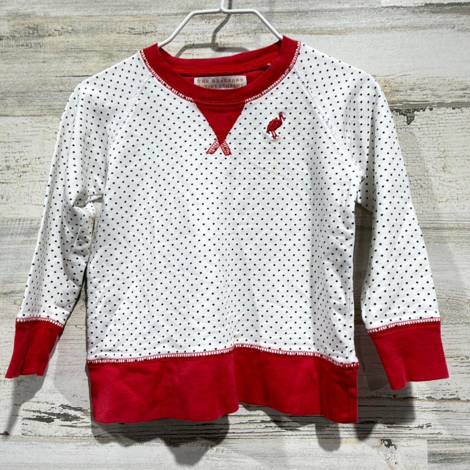 The Beaufort Bonnet Company Sweatshirt Girls 12-18M Polka Dot Preppy *Flawed0