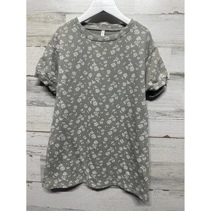 Rylee + Cru Floral Sweatshirt Tunic Dress Kids 4-5Y Sage Green Daisy EUC0