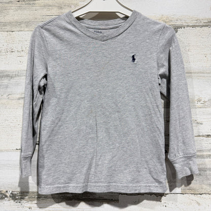 Polo Ralph Lauren T-Shirt Boys 4 Gray Long Sleeve V-Neck Pony Classic *Flawed*0