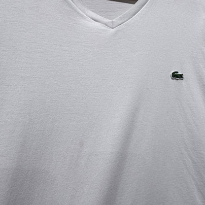 Lacoste Pima Cotton V-Neck T-Shirt Men XL White Solid Classic Flawed*1