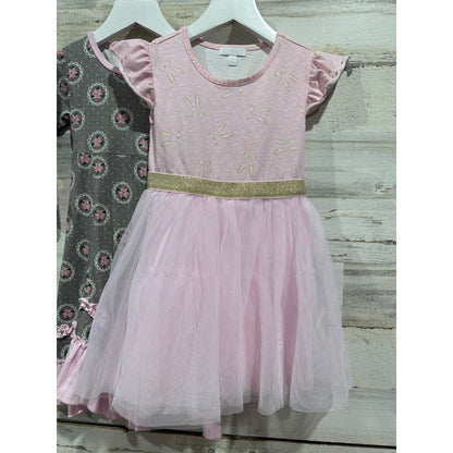 Lilli Lovebird Btween Cat & Jack Dress Bundle Girls 4 Pink Grey Floral Tulle EUC2