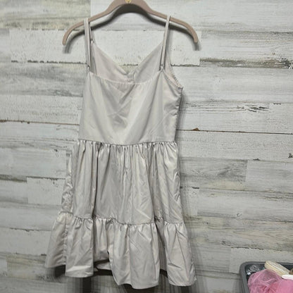 Mini Dress Women Small (Oversized) Beige Tiered Button Front Spaghetti Strap2