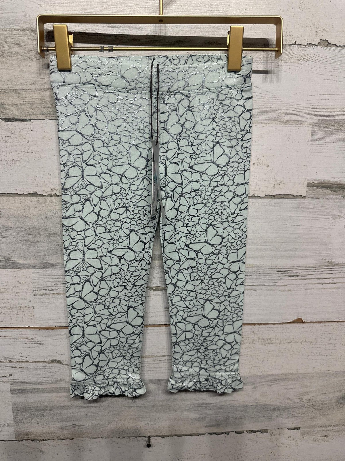 Imoga Leggings Girls Size 5 Mint Green Silver Butterfly Eden Ruffle NWT0