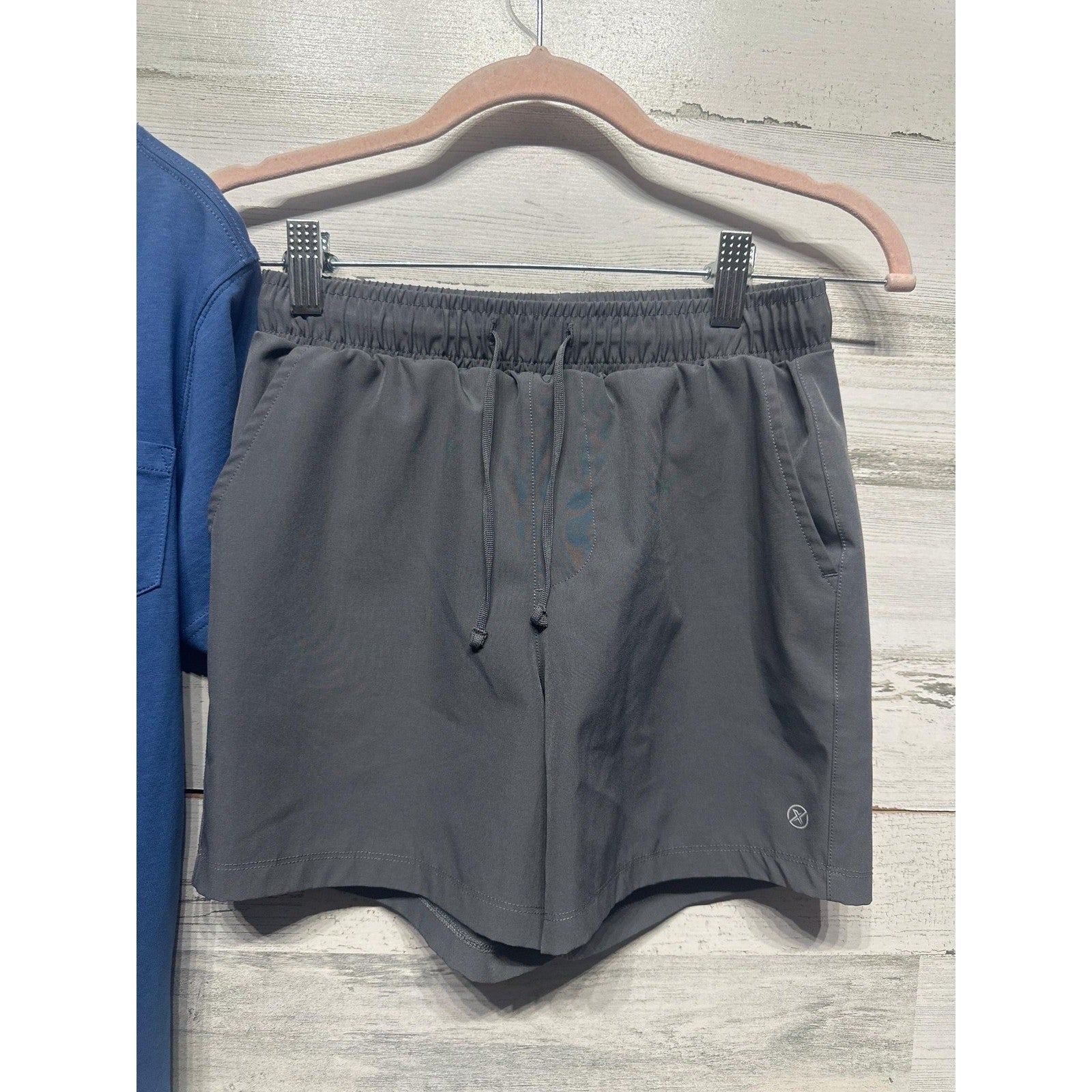Class Club T-Shirt and 90 Degrees Shorts Set Boys 10/12 Blue Grey Pocket Tee EUC3