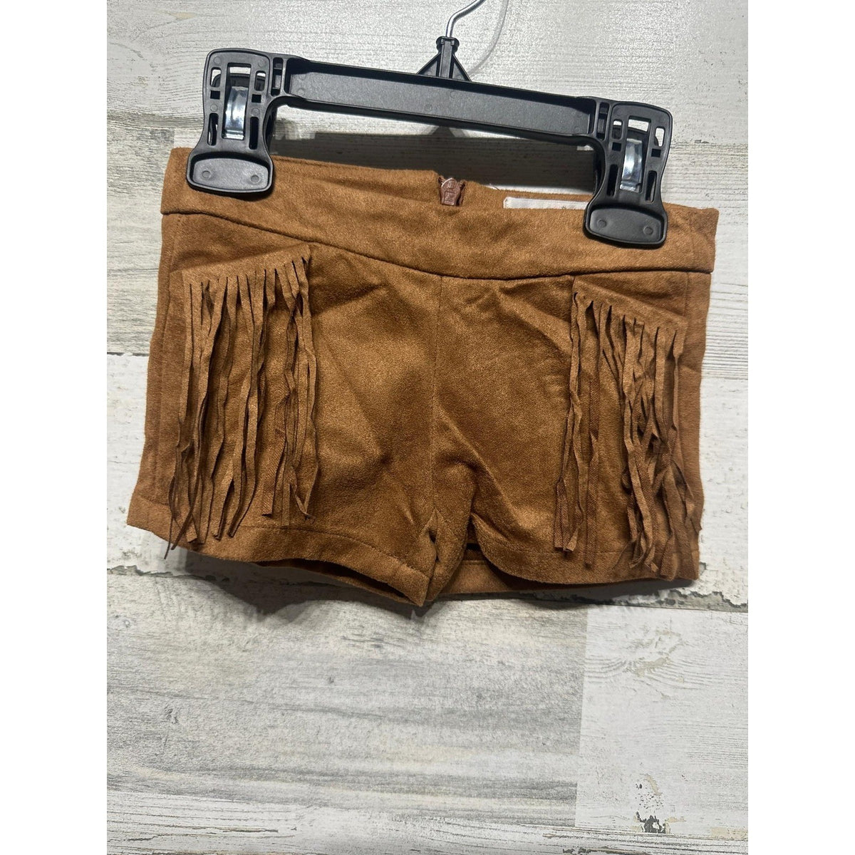 Bailey's Blossoms Fringe Shorts Girls 9-12M Brown Faux Suede Western EUC0