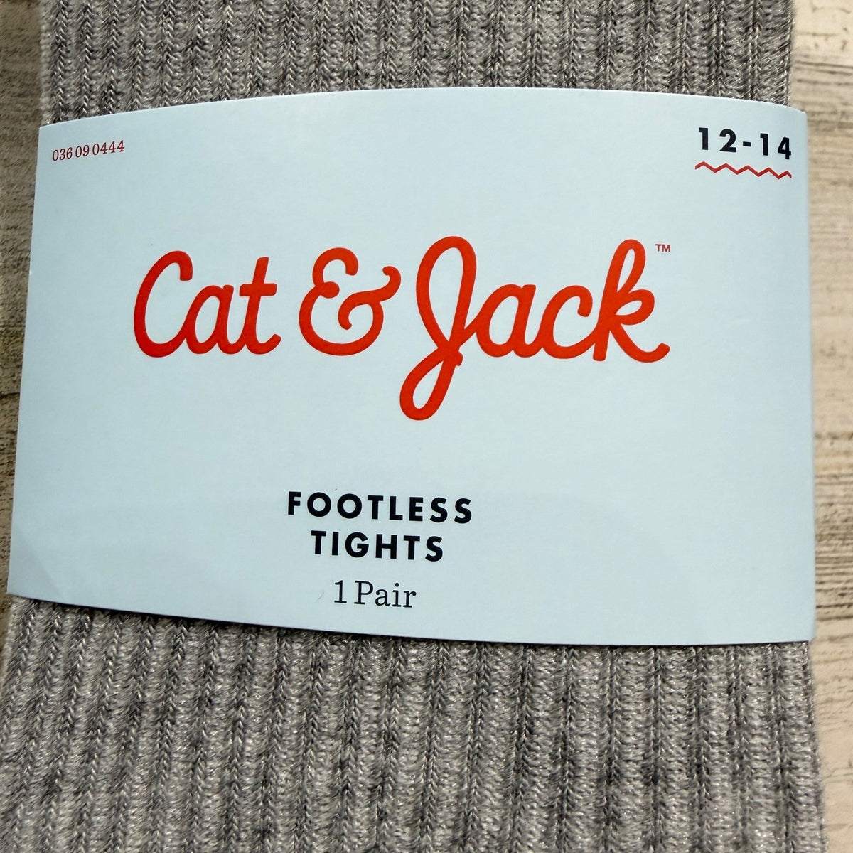Cat & Jack Footless Tights Girls 12-14 Gray Ribbed Lettuce Trim Basics NWT1