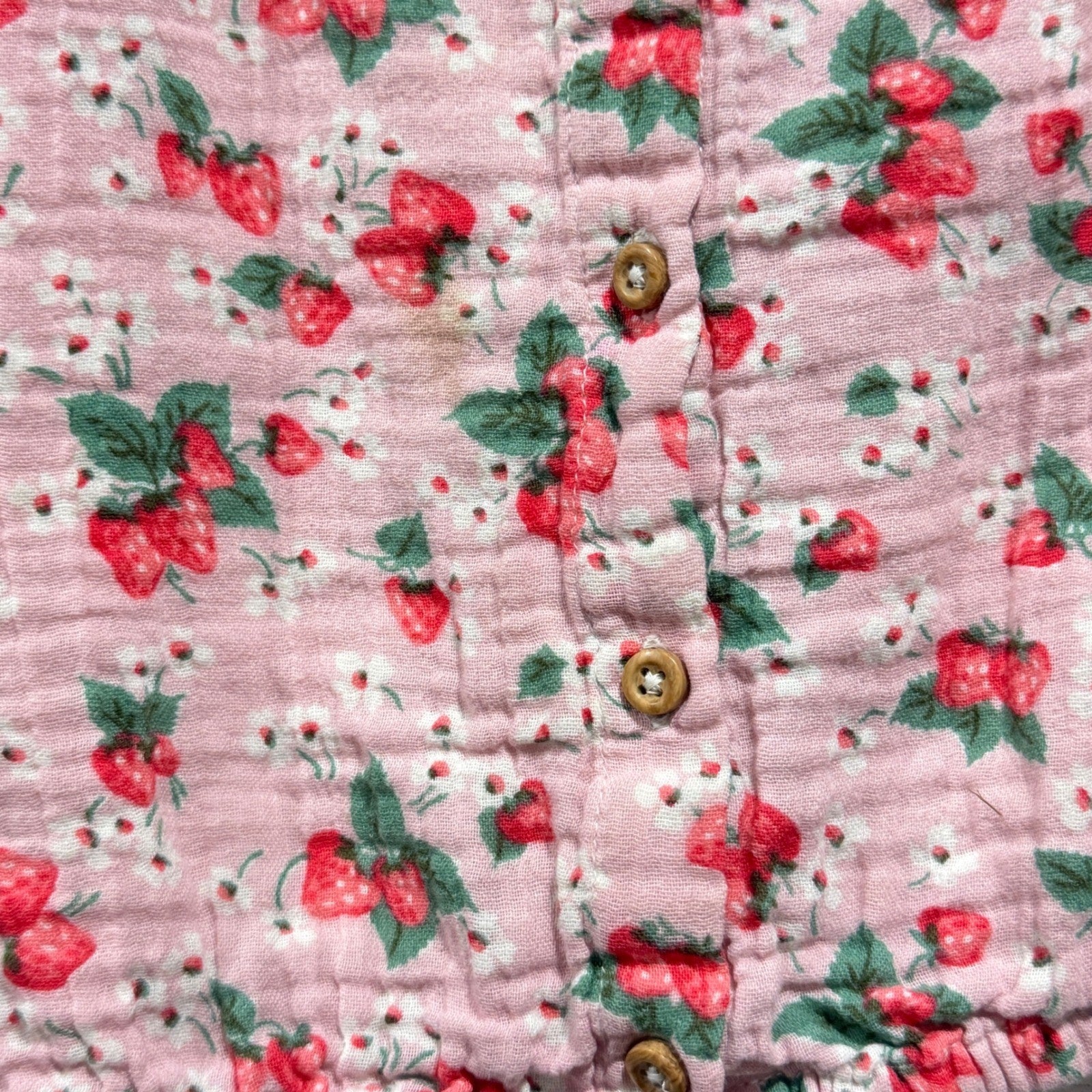 Mini Boden Cami Top Girls 11/12 Pink Strawberry Gauze *Flawed*3