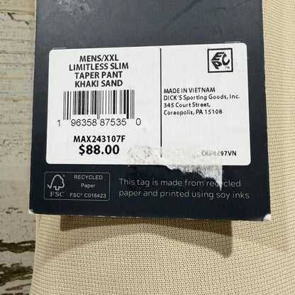 VRST Limitless Slim Taper Pant Men XXL Khaki Sand Stretch Tech NWT3