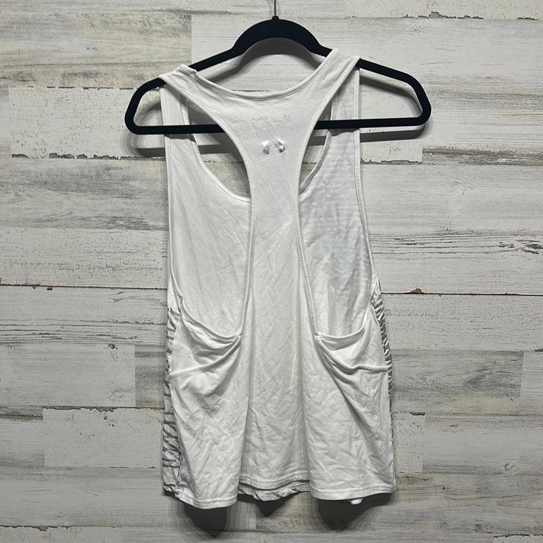 Under Armour Tank Top Womens XL White Silver Geometric HeatGear GUC2