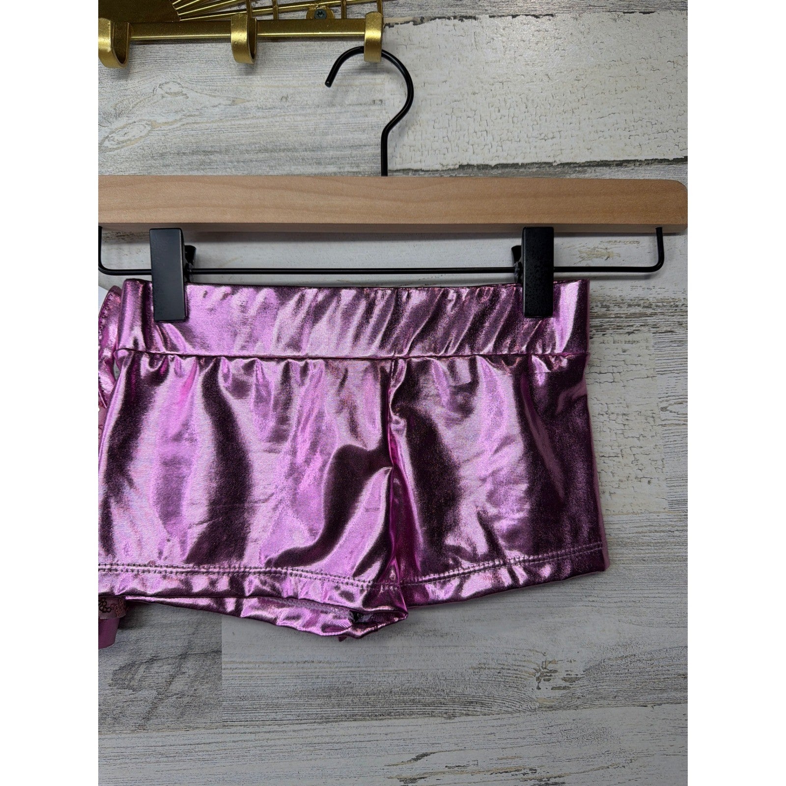 IEFIEL Dance Set Girls Size 6 Pink Sequin Metallic Performance Barbiecore EUC2