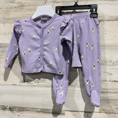 Petit Lem Mini Threads Cardigan Legging Set Girls 9M Purple Fairy Cotton EUC0