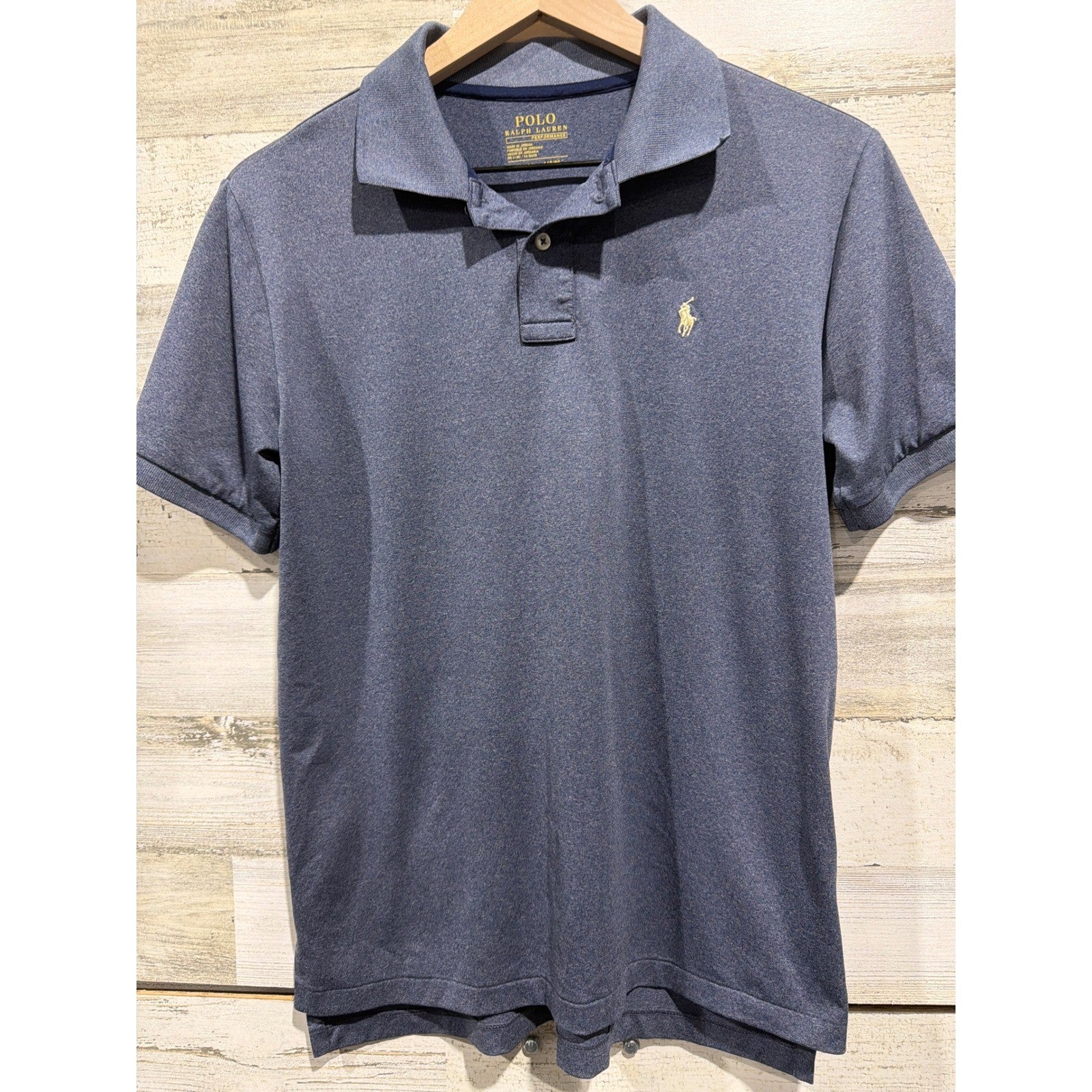 Polo Ralph Lauren Performance Shirt Boys L 14-16 Blue Heathered Golf EUC0