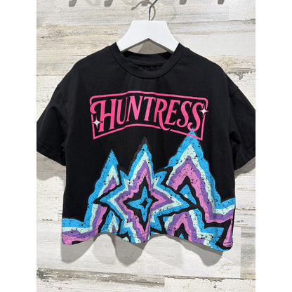 Taylor Joelle Huntress Shirt Girls Size 7 Black Graphic Tee Gorpcore EUC0