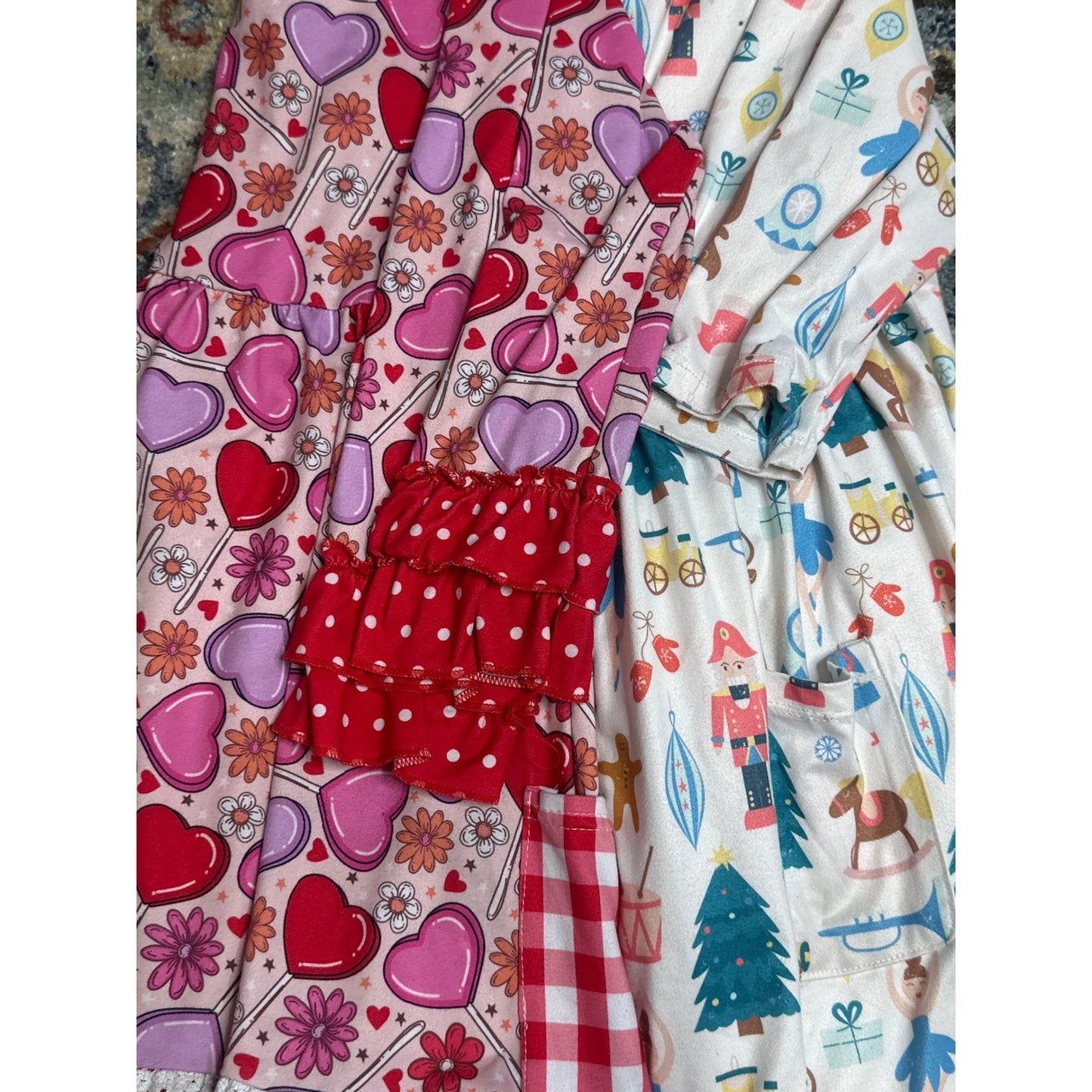 Clover Cottage Mila Rose Dress Bundle Girls 5/6 Pink White Holiday Twirl EUC4