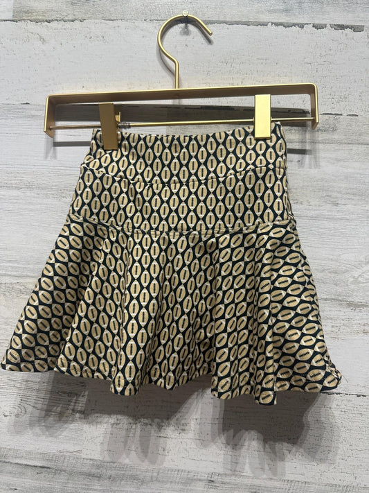 Bon Temps Boutique Skater Skort Girls 2-3  Black Tan Football Print EUC0