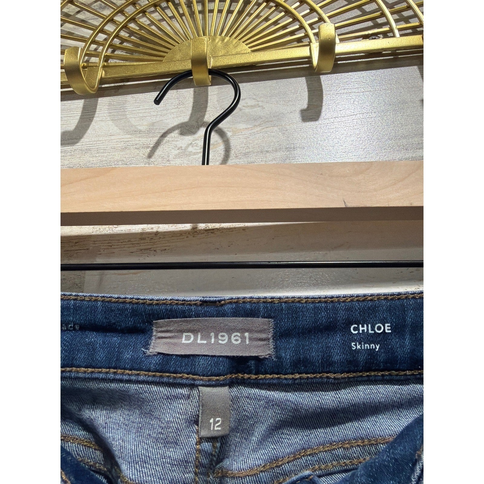 DL1961 Chloe Skinny Jeans Girls 12 Blue Distressed Raw Hem Denim EUC2