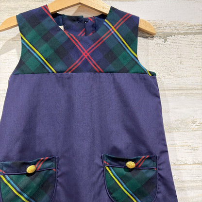 The Beaufort Bonnet Company Jumper Girls 4T Navy Plaid Preppy EUC1